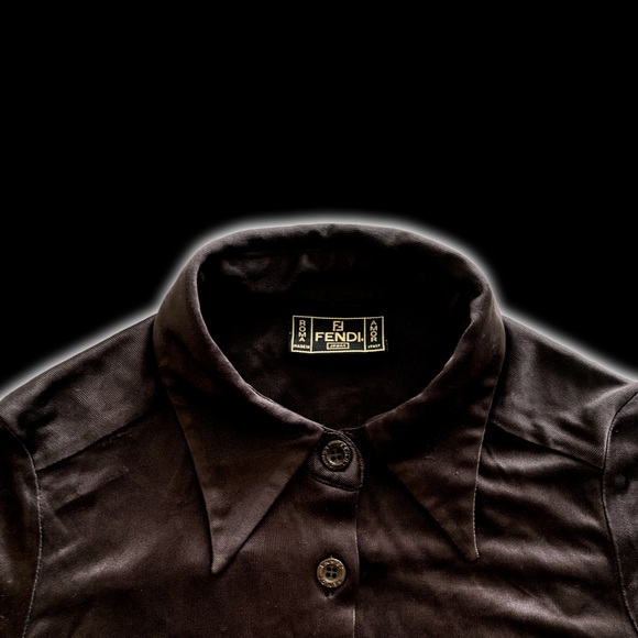 Vintage Fendi Button Up Fendi Jeans Zucca FF Monogram Logo Dress Shirt Blouse - Picture 4 of 9